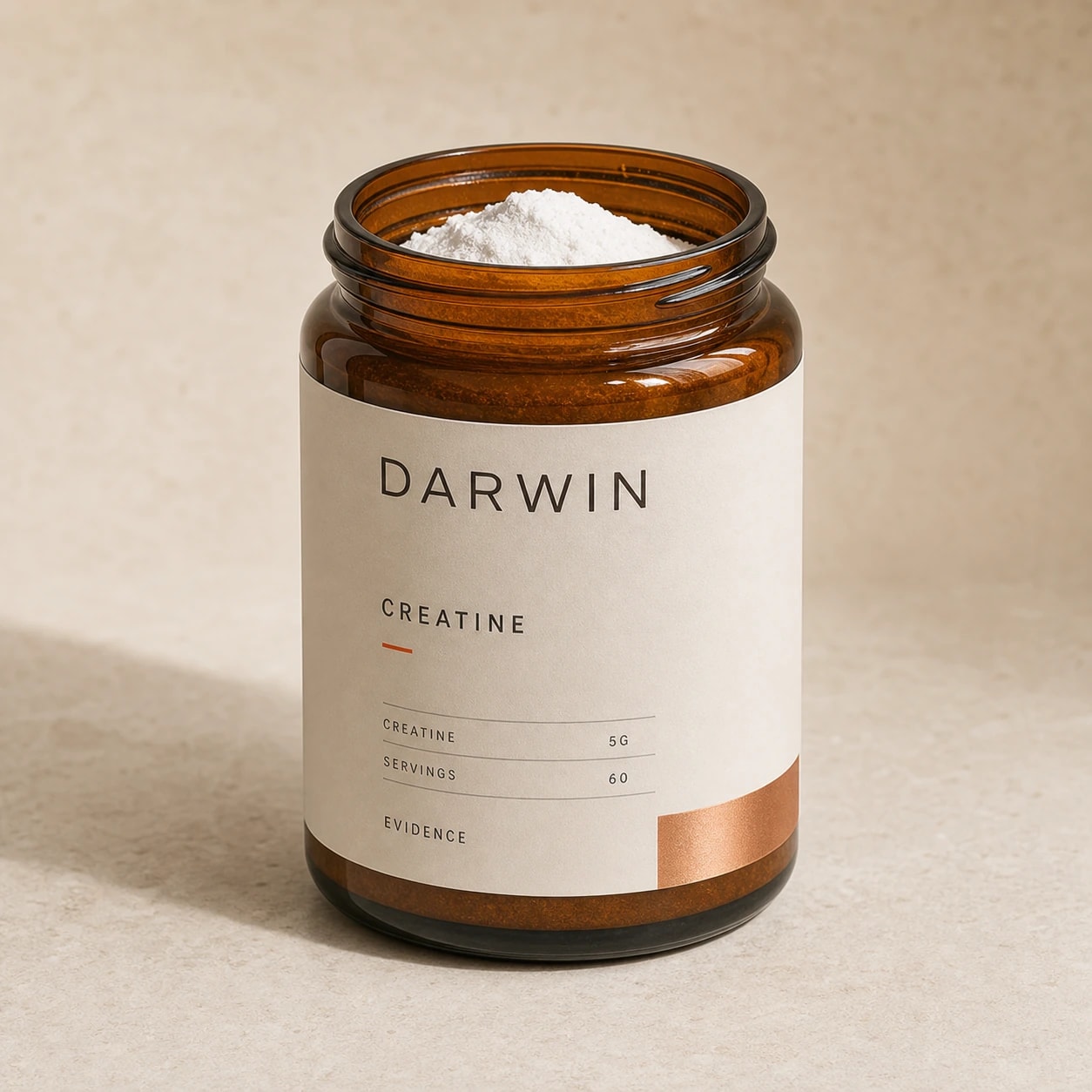 Darwin Daily Creatine amber jar concept
