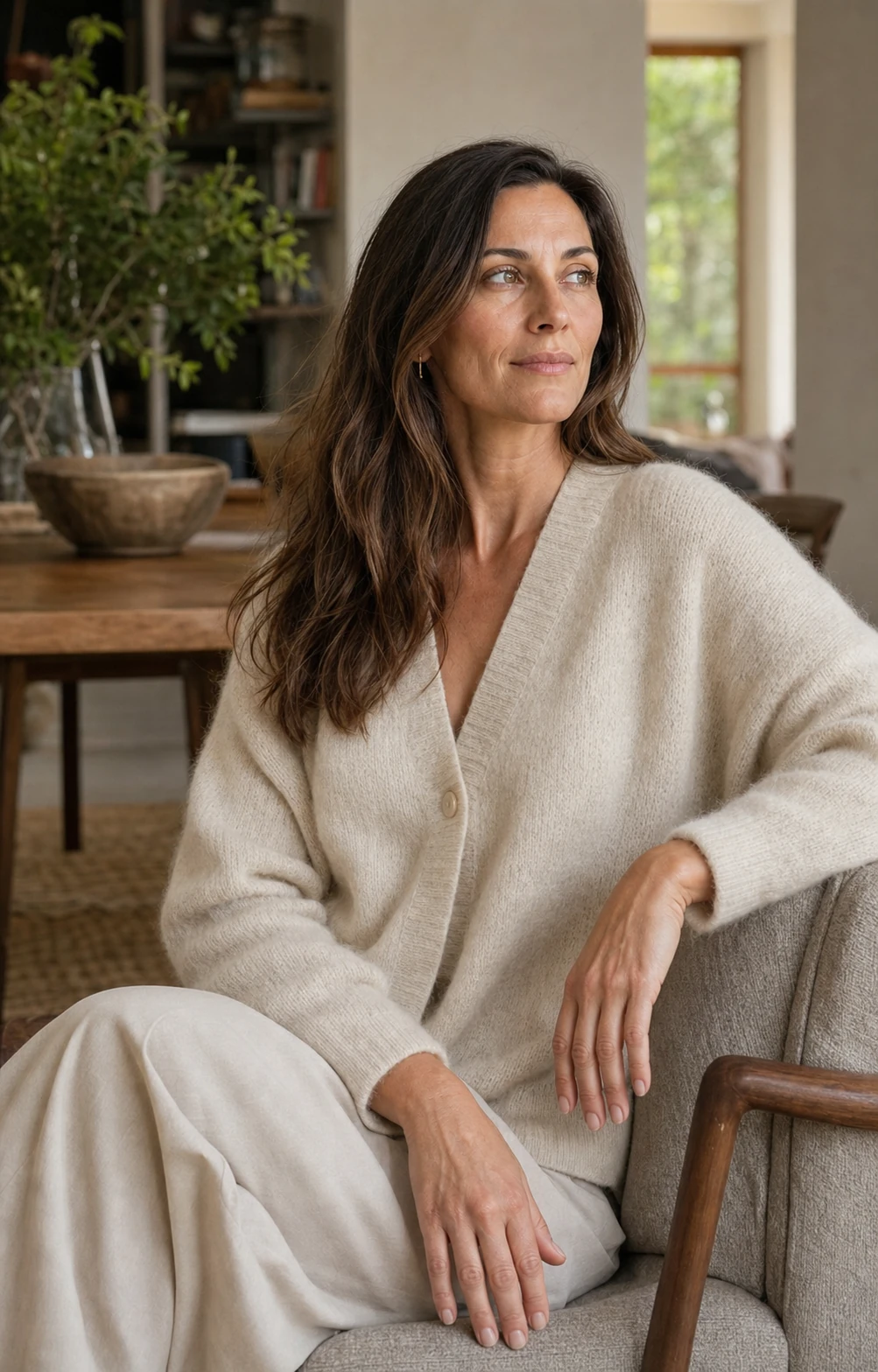 Woman in a warm home interior
